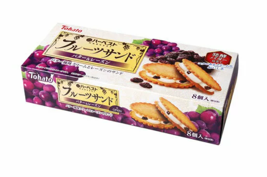 Tohato Harvest Fruit Sandwich Butter Raisin 8 pieces
