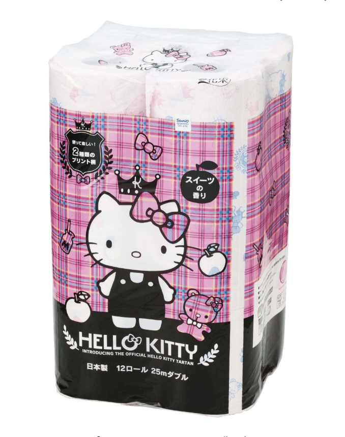 Sanrio Marutomi Paper Hello Kitty Toilet Paper – 12 Rolls Double Ply