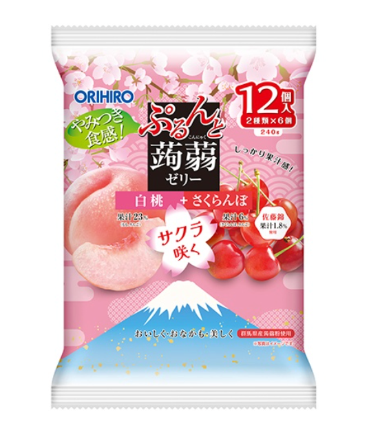 Orihiro Purun-to Konjac – White Peach & Cherry  12 Pieces