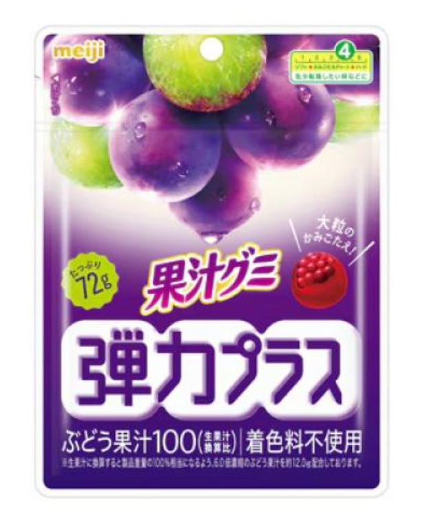 Meiji Kajyu Gummy Elastic Plus – Grape Flavor 72g