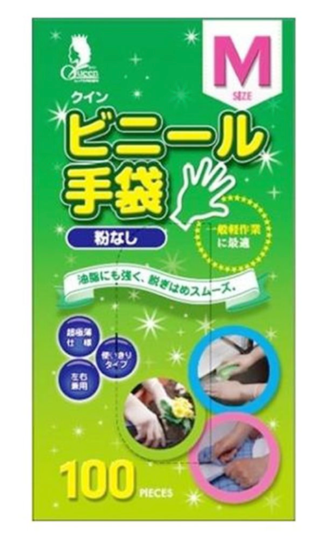 Utsunomiya Seisaku New Quinn Vinyl Gloves M 100pcs – Disposable Powder-Free Gloves