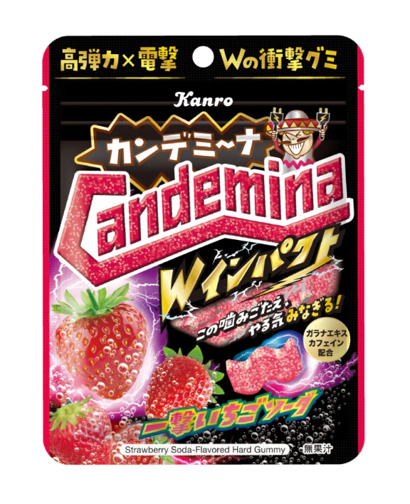Kanro Kandemina Gummy W Impact Ichigeki Strawberry Soda 72g