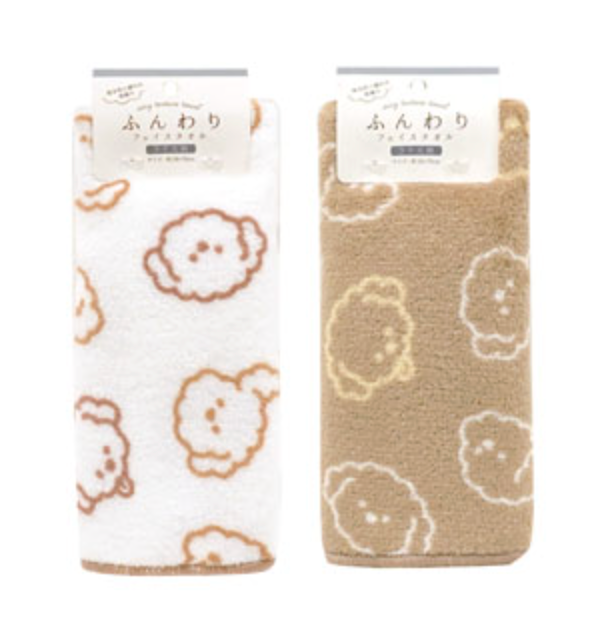 Fluffy Face Towel Latte Dog Pattern 1pc