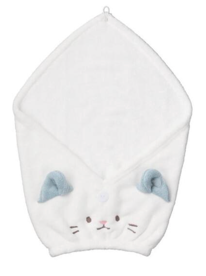 CB Japan Carari Zooie Fam Absorbent Animal Hair Turban – Cat (1 Piece)
