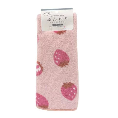 Soft face towel, strawberry pattern, 28 x 70 cm