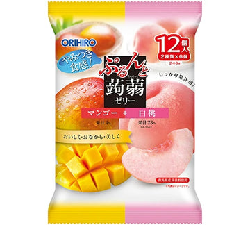 ORIHIRO Konjac Jelly Mango & White Peach 12P