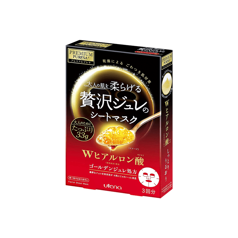 UTENA Premium Puresa Golden Jelly(GELEE) Mask Hyaluronic Acid 3sheets