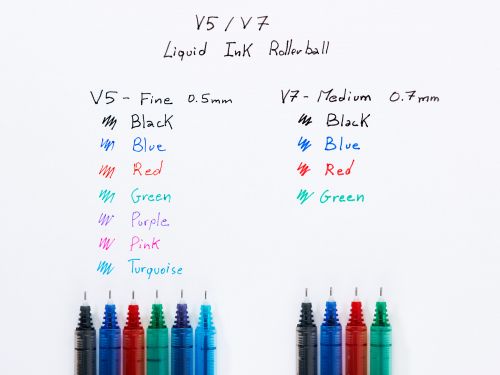 Pilot V5 Hi-Tecpoint 液体墨水圆珠笔 0.5 毫米笔尖 0.3 毫米线条 黑色