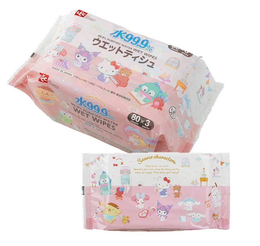 LEC Japan Sanrio 99.9% Pure Water Wipes 80s*3