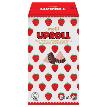 Meiji Uproll Milk & Strawberry Chocolate 35g