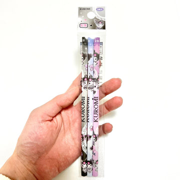 Sanrio - Kuromi Pencil, 2B, hexagonal shaft, Pack of Three